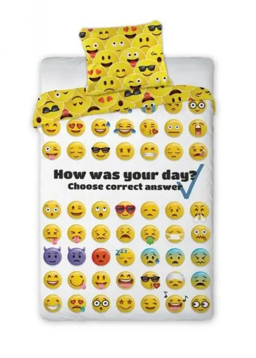 Cotton Bedding Set 140x200 cm Cheerful Emojis
