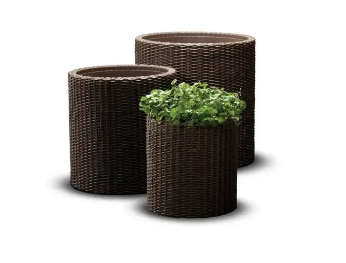 Lillepotikomplekt Silindrilised istutuspotid S+M+L, pruun