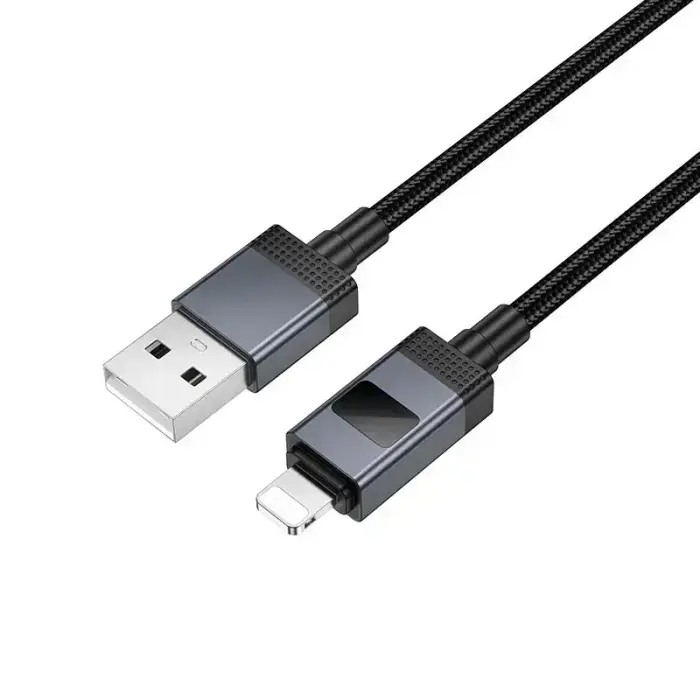 Cable USB A to Lightning Hoco 2,4A with display 1 m X118 black Photo