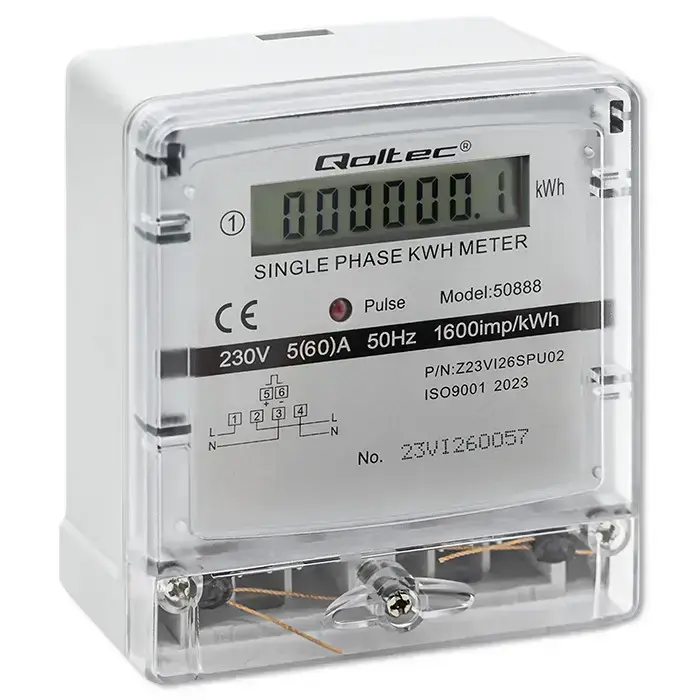 Qoltec Single-phase electronic meter | Energy consumption meter | 230V | LCD Photo
