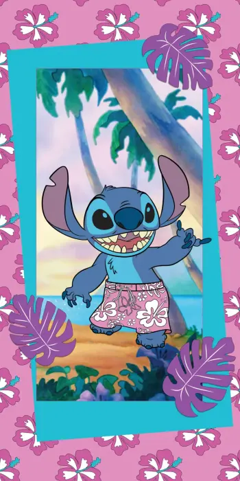 Lilo and Stitch Beach Towel 70x140 cm Pink Cotton Halantex