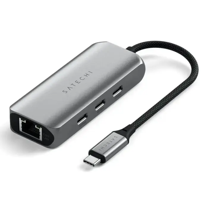 Satechi 4-in-1 USB-C centrmezgls – pelēks