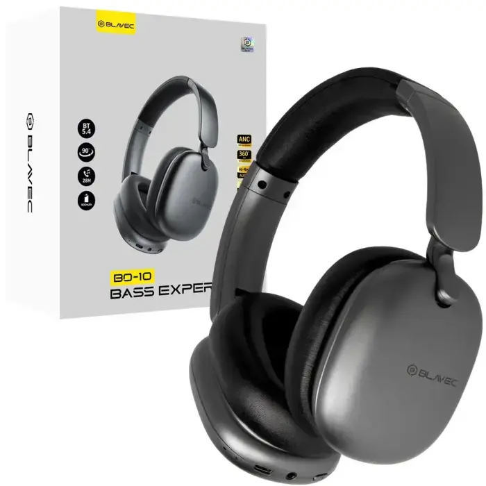 Blavec BO-10 Bass Expert ANC üle-kõrva Bluetooth kõrvaklapid – Mustad