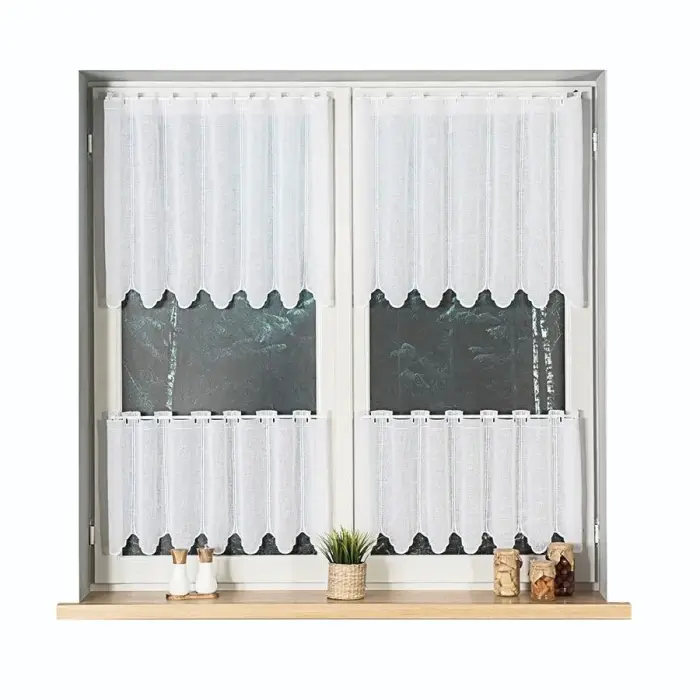 Fancy Panel Cafe Curtain 60 cm White