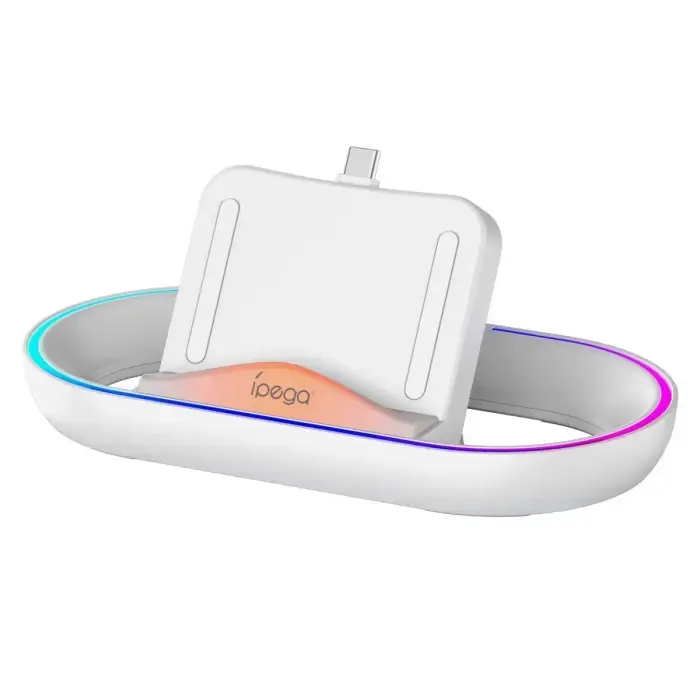 iPega P5P02 įkrovimo stotelė su RGB, skirta PlayStation Portal nuotolinio valdymo grotuvui – Balta