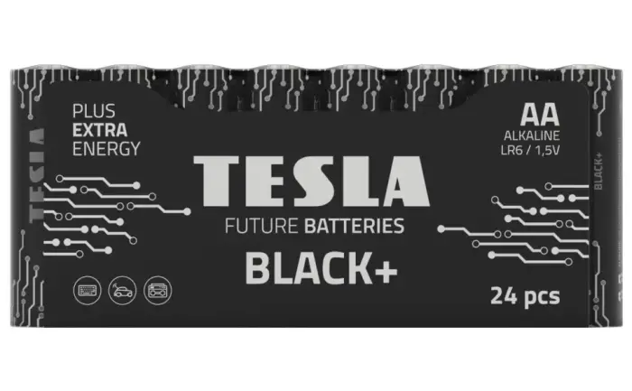 TESLA BLACK+ alkalická baterija AA (LR06, tužková, fólie) 24 ks