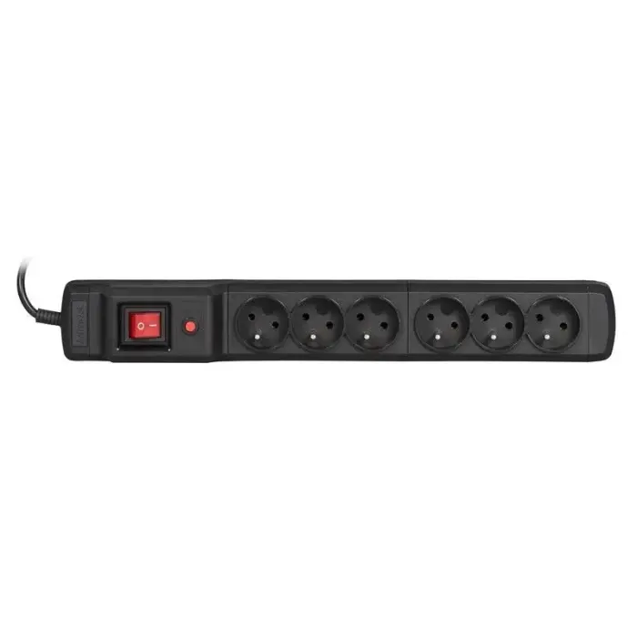 Сетевой фильтр Activejet COMBO 6 розеток / 1.5м – чёрный