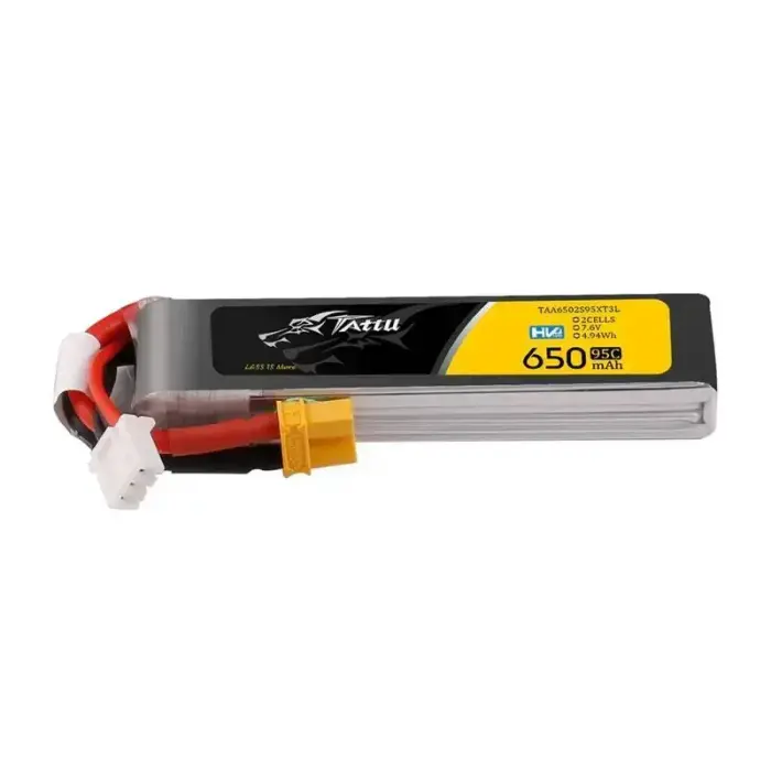 Tattu 2S 650mAh 95C 7.6V HV LiPo akumulators ar XT30 Long-Pack