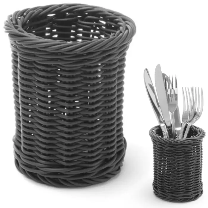 Cutlery basket round black Ø 100x120 mm - Hendi 426210