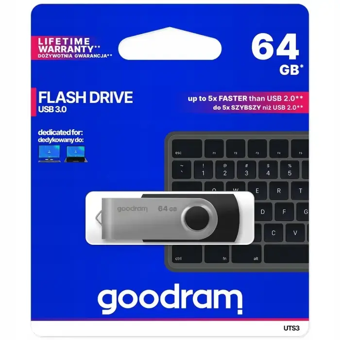Goodram Twister 64GB USB 3.0 „Flash“ atmintinė – juoda