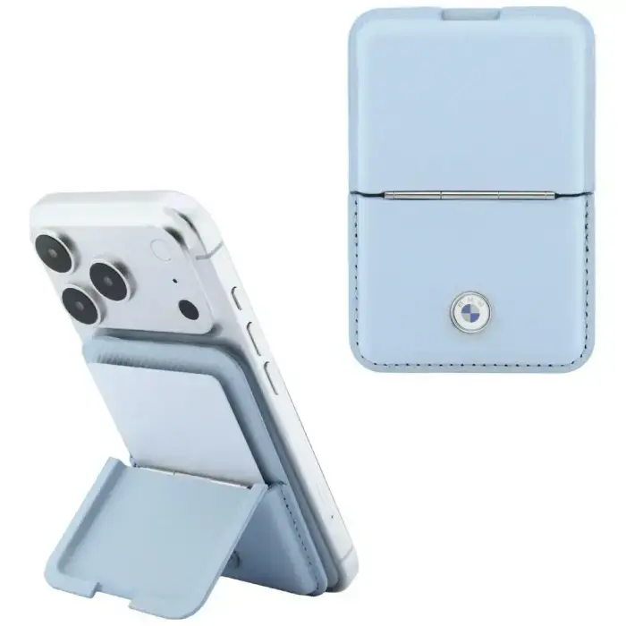 Wallet BMW Carbon Metal Logos MagSafe blue