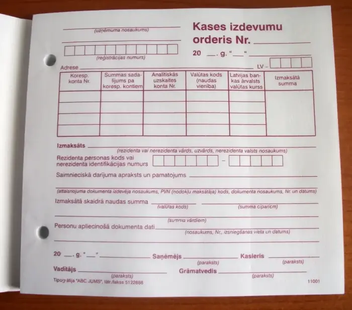 Kases izdevumu orderis A5Vspec 100 loksnes Foto 4