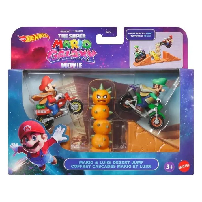 Hot Wheels Super Mario Galaxy Desert Jump Mario & Luigi pack 2 figures