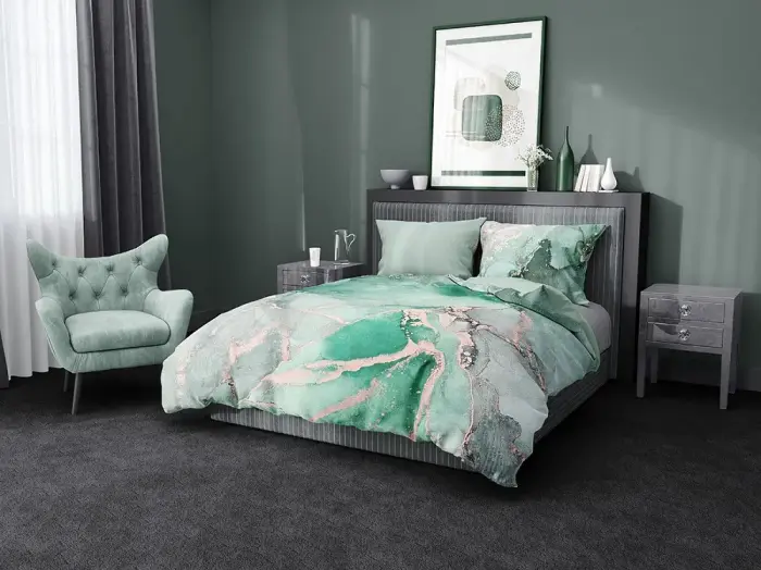 Satīna gultas veļas komplekts 160x200 cm Minerals 005 Celadons Pelēks Bēšs