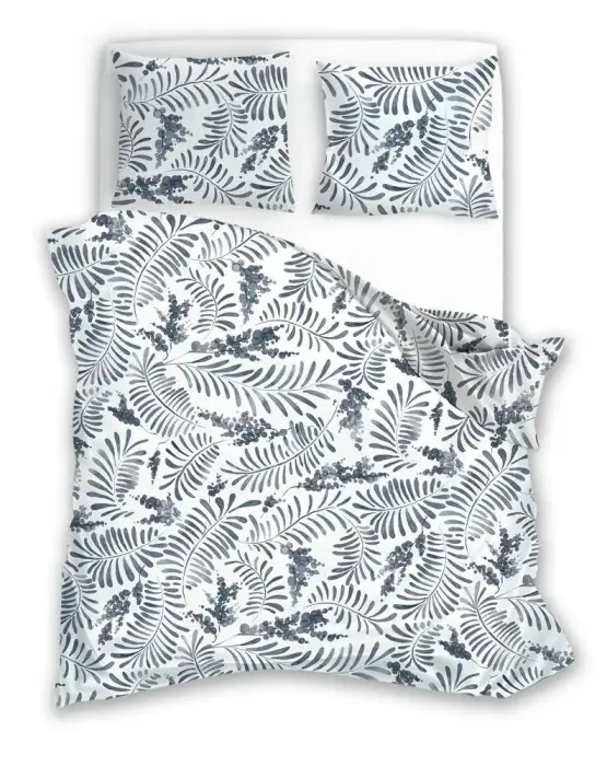 Wool bedding set Elegant 025 E 2023 160x200 cm, grey, leaf pattern