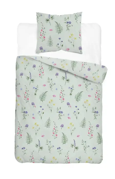 Satiinist voodipesu komplekt 140x200 cm hele münt lilleline - 5807 A - Botanica Satin