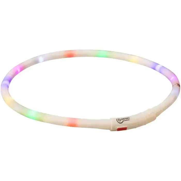 Helendav kaelarihm koertele – Trixie Flash light ring USB, silikoon, XS–XL: 70 cm/ø 10 mm