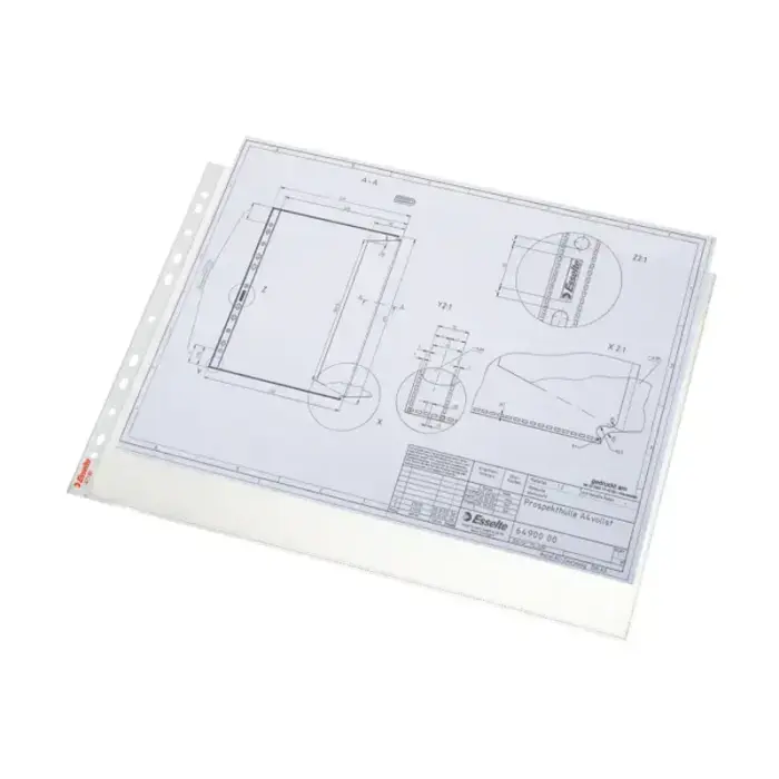 Punched pockets Esselte A3 horizontal, 75 mic, 11 caurumi matte, 50 pcs