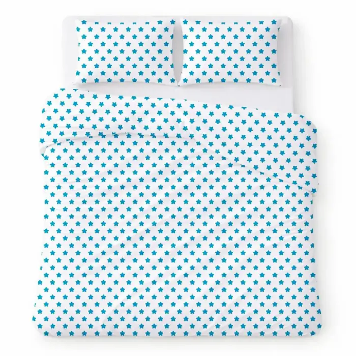 Cotton Bedding Set 160x200 cm White with Blue Stars