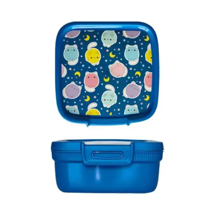Food storage container square 0.9L Snap Box blue/kawaii
