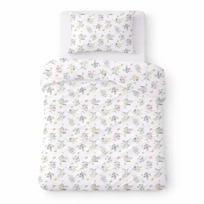 Puuvillane voodipesu komplekt 140x200 cm, valge väikeste metsalilledega COTTON HOME
