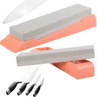 Stone sharpener for knives and scissors, double-sided, rectangular, on a base — Photo 1