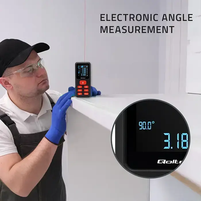 Qoltec Precise digital laser distance meter with an electronic level | LCD with backlight | 50m Photo