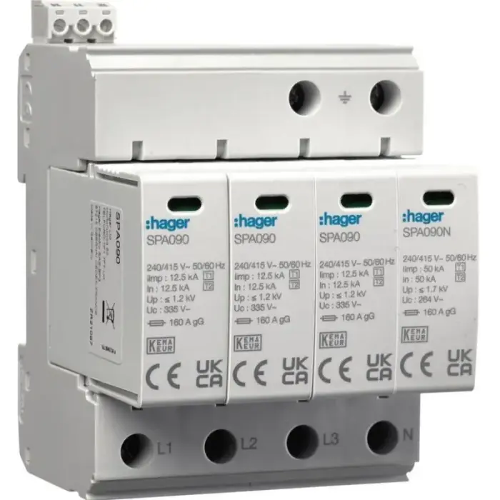SPA931 surge arrester T1+T2 (B+C), 4P, 12.5/50 kA, TNS