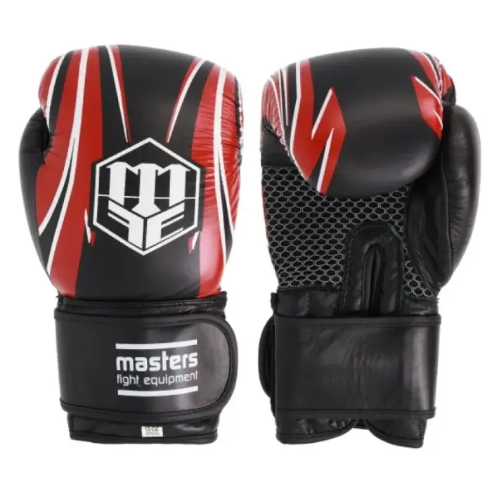 RBT-5A leather boxing gloves black and red - Waga: 12 oz
