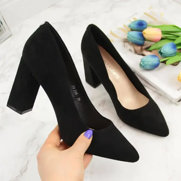 Sergio Leone W SK316A Suede Pumps on the Block Heel in Black - Buty: 38