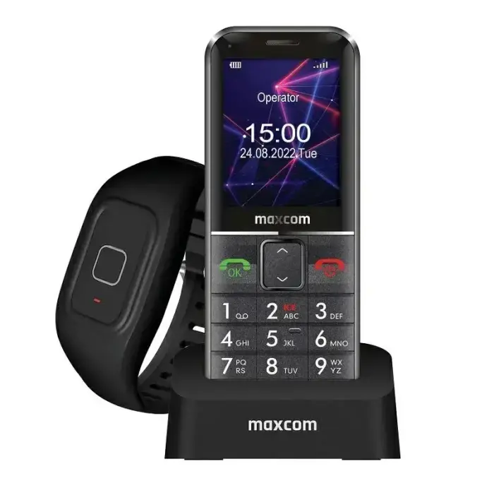 Maxcom Comfort MM735 ar uzlādes staciju un SOS aproci, melns