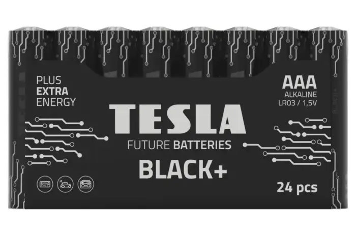 TESLA BLACK+ alkalická baterija AAA (LR03, mikrotužková, fólie) 24 ks