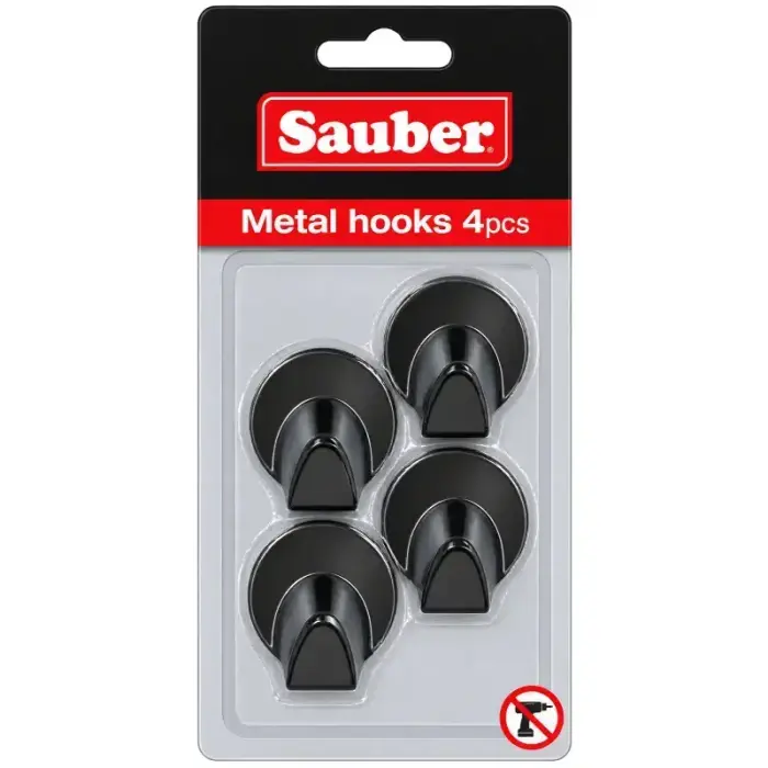 Hooks, 4 pcs, round, black iron