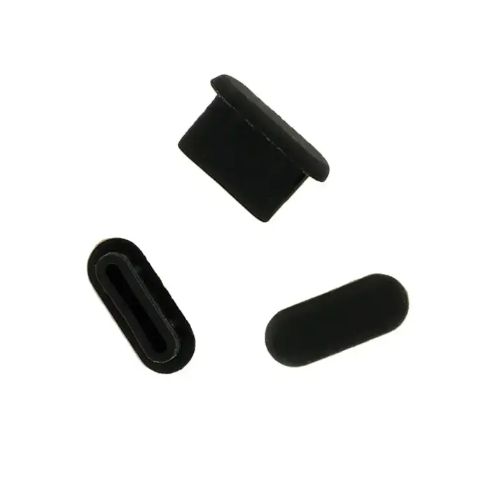 Silicone anti-dust plug Type C black - 10 pieces