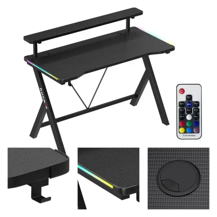 Huzaro Hero 1.9 RGB juodas žaidimų stalas