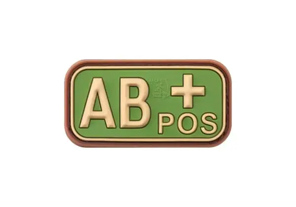 Gumijas asinsgrupas uzšuve AB Pos