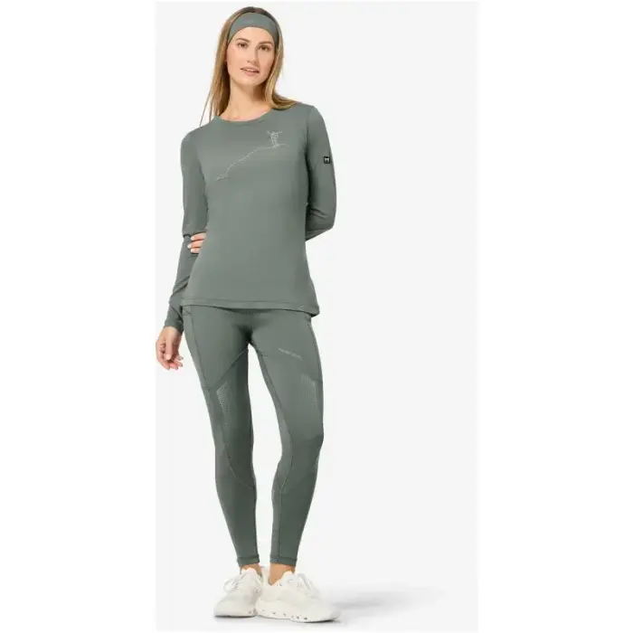 Women’s Super.natural Bergglück LS Top – Eucalyptus/Feather Grey, size: M - Rozmiar: M
