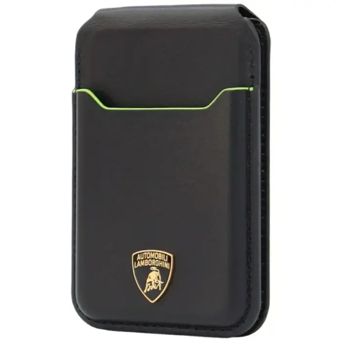 Lamborghini D1 tikros odos MagSafe magnetinė piniginė ir telefono stovas, žalia