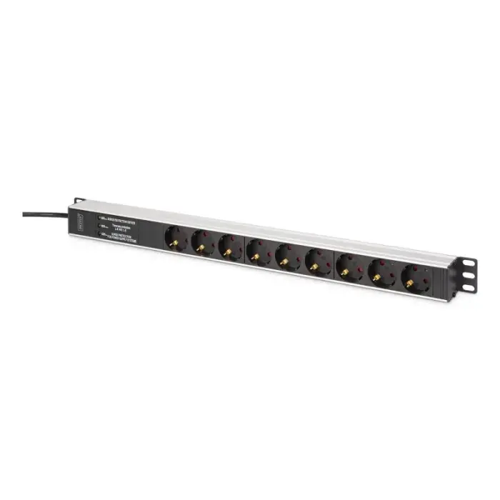 Digitus DN-95438 9-vietu sadales bloks PDU 1U melns, sudraba