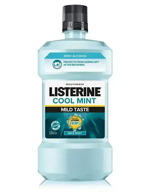 Listerine Mouthwash with a Delicate Fresh Mint Flavour - Alcohol-free Mouthwash for Fresh Breath and Protection Against Dental Plaque - 500 Ml