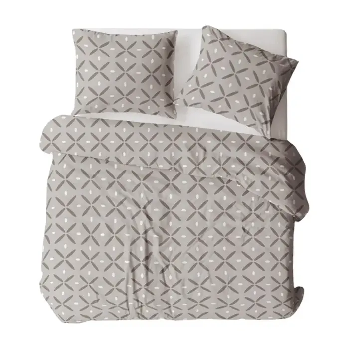 Flannel bedding set Komfort 140x200 cm, grey, geometric pattern
