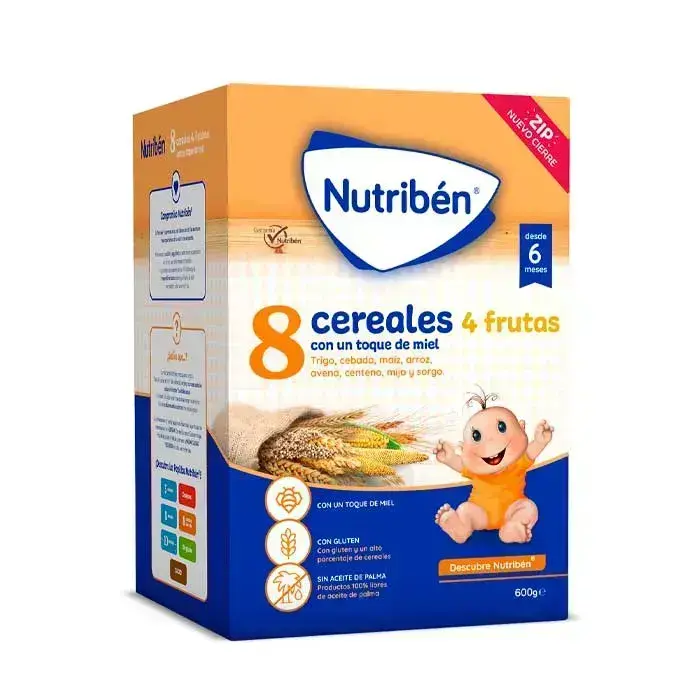 Bērnu putra Nutribén: 8 graudaugi, medus un 4 augļi, 600 g