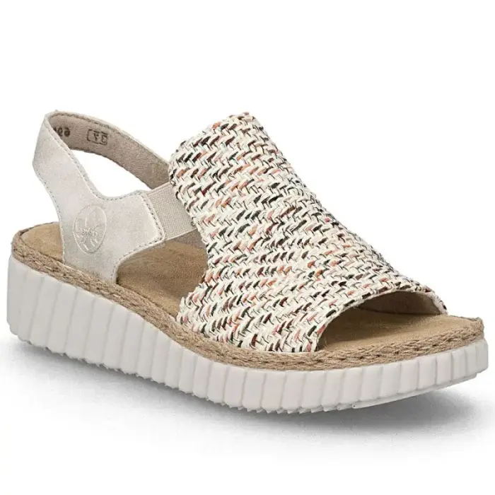 Naiste beige woven platform sandaalid Rieker 69276-60 - Buty: 39