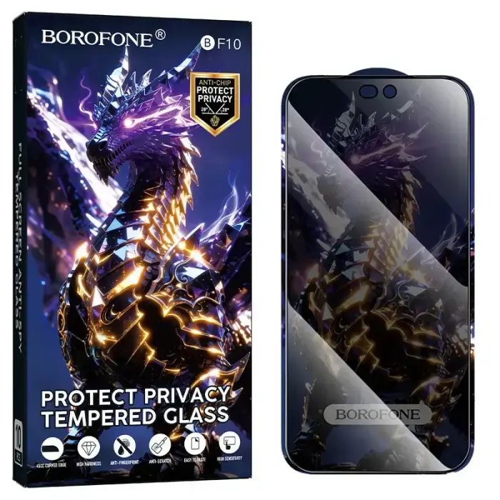 Borofone Tempered glass BF10 Armor Full Screen Anti-spy for Iphone 15 Pro Max - 10 pieces
