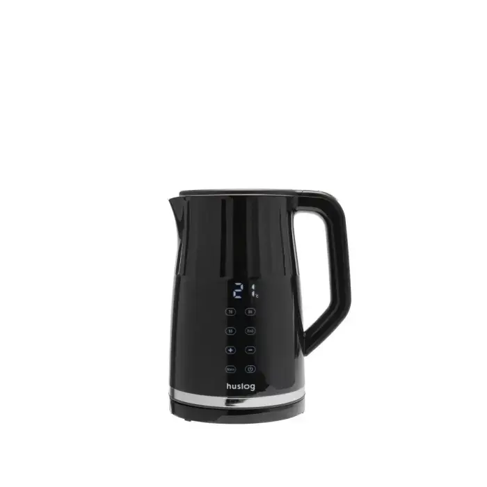 Huslog Grooved Electric Kettle with Touch Panel, Black, 1.7L, 2200W