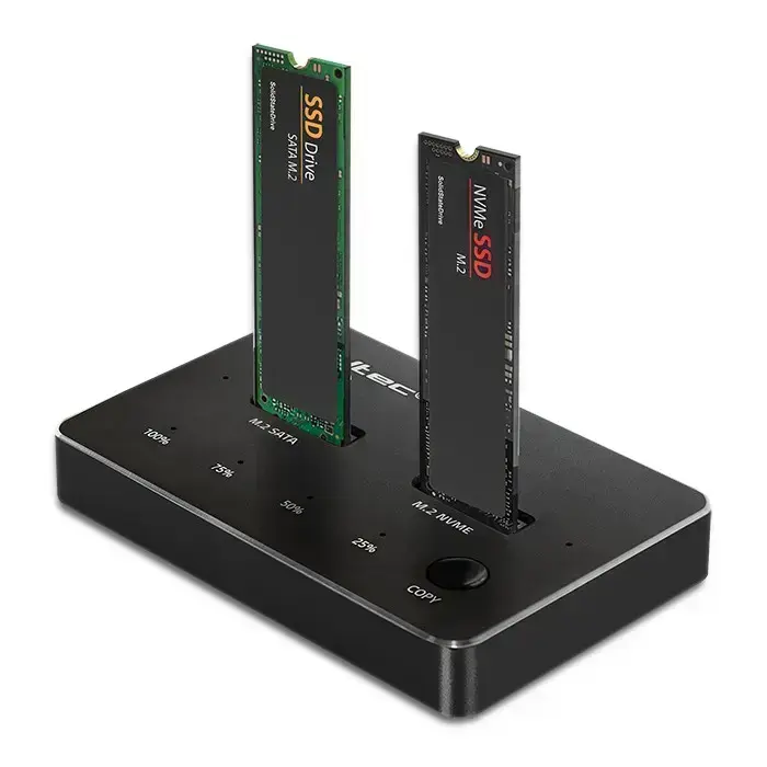 Qoltec M.2 SSD Docking Station | NVMe | SATA | USB-C | Dual 2 x 2TB
