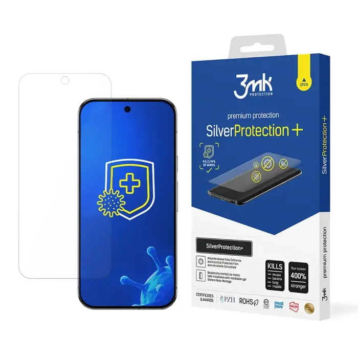 3MK SilverProtect+ mitrā metodē uzstādāma antibakteriāla aizsargplēve priekš Google Pixel 9 Pro XL