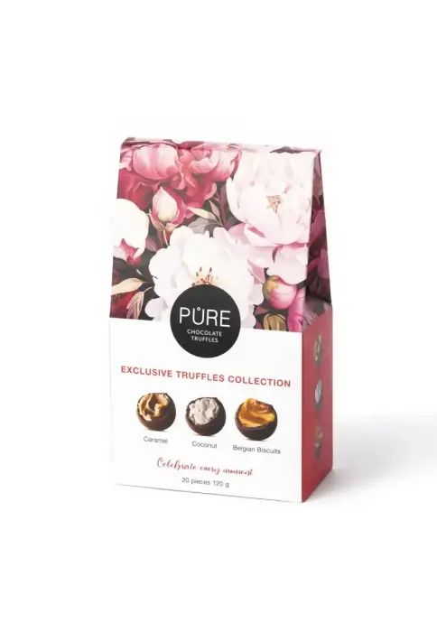 PURE "Pavasaris" Milk Chocolate Truffles with Fillings (Caramel, Belgian Cookie, Coconut) 120g