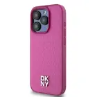 DKNY PU Leather Repeat Pattern Stack Logo MagSafe Case for iPhone 15 Pro Pink — Photo 3