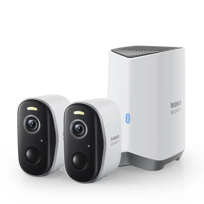 Baseus Security N1 Plus Dual 2K Outdoor Surveillance System, 2 Cameras, 16GB, Wi-Fi - White